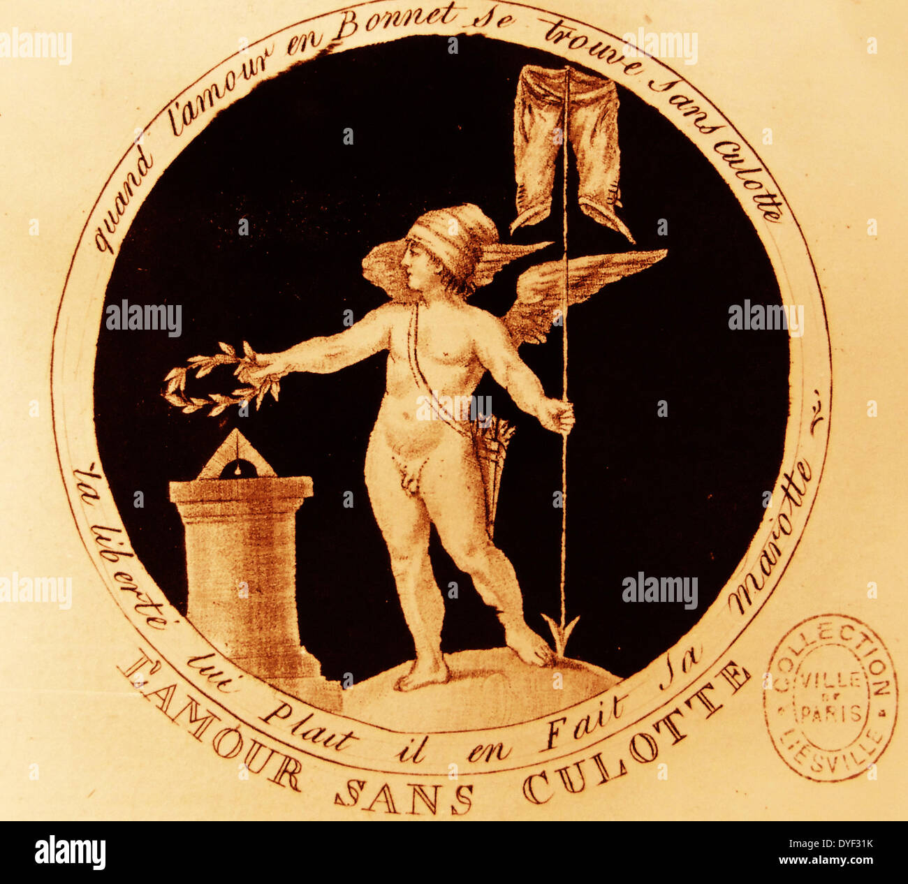 Allegorie auf Liebe amour Sans Culottes (L'), 1789. L'Amour sans-culotte: Wenn die Liebe im Pokal ohne Hose, gefällt sich ihm, Datum der Veröffentlichung: 1793-1794. Stockfoto