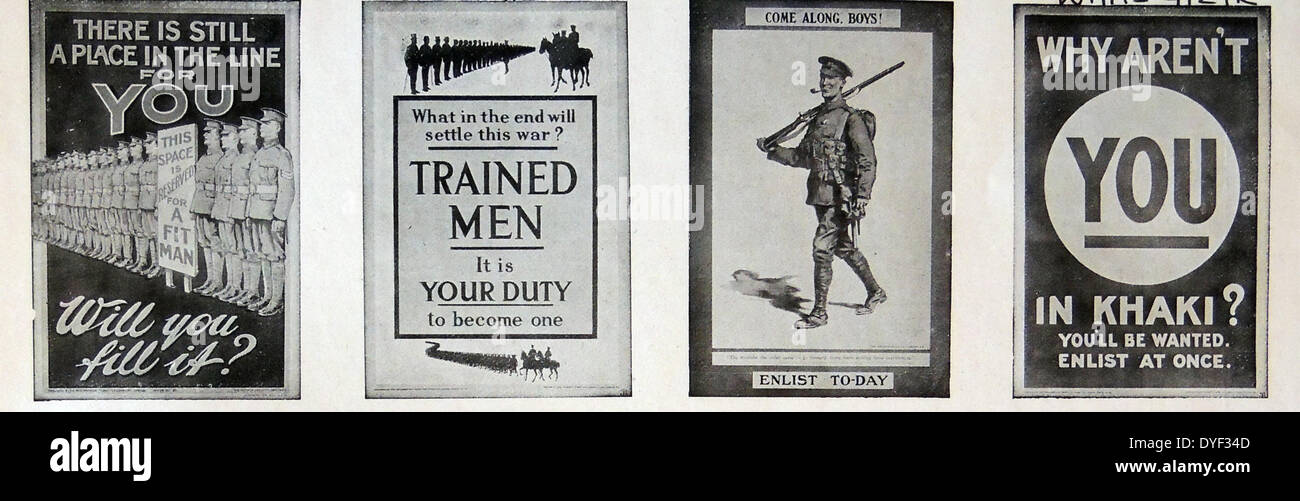 Weltkrieg, 1915. Eine Reihe von Britische Propaganda Poster Stockfoto