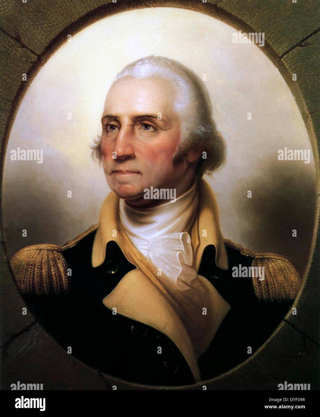 Porträt von Präsident George Washington 1790. Der erste Präsident der Vereinigten Staaten von Amerika und Oberbefehlshaber der Kontinentalarmee im Amerikanischen Unabhängigkeitskrieg. Im neoklassischen Stil gemalt. Rembrandt Peale Stockfoto