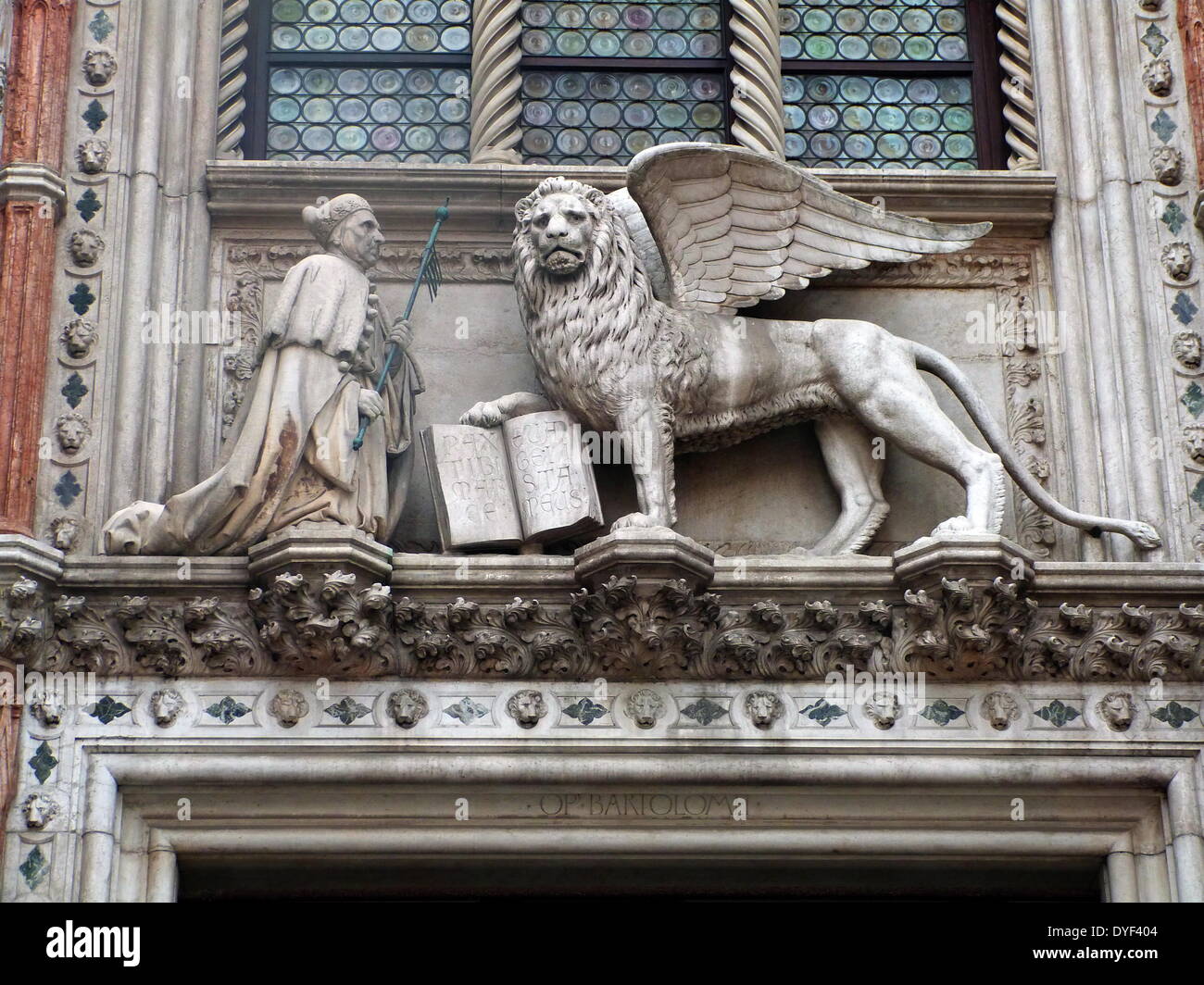 Geflügelten Löwen von Venedig. Stockfoto