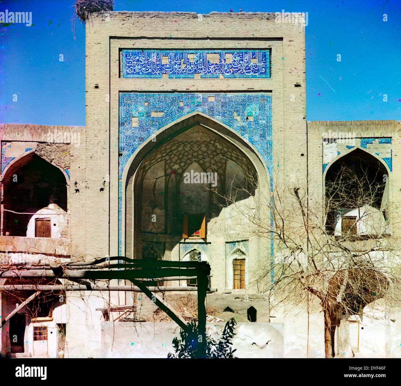 Kush-medrese, äußeren Eingang. Buchara 1863 Sergej Prokudin-Gorsky. Stockfoto