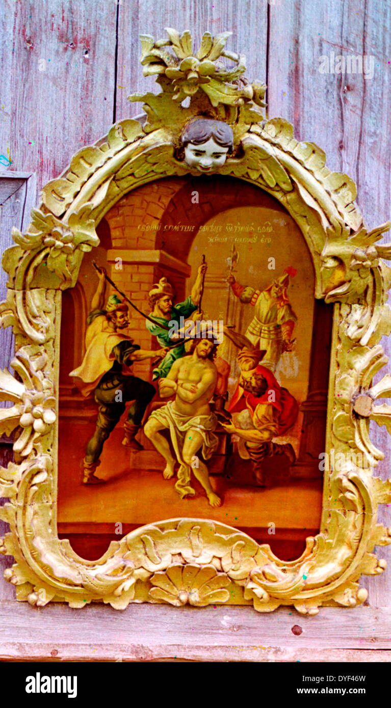 Zwei Symbole in der Kirche des Propheten Elias, 1909. Sergey Prokudin-Gorsky. Stockfoto