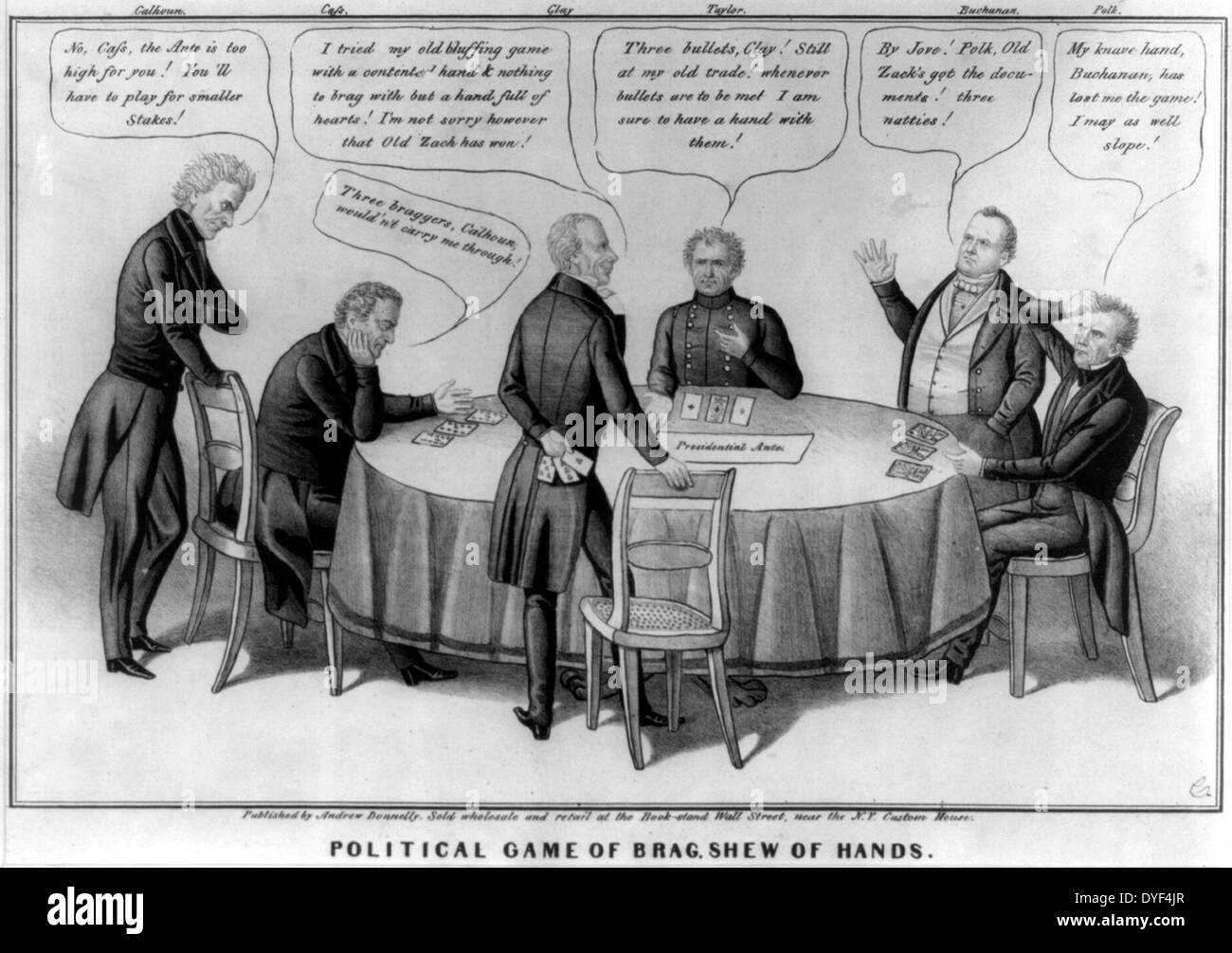 Politische Spiel der Brag - Zeige der Hände 1848. Metapher eines Kartenspiel ist für die Präsidentschaftswahlen stakes in dieser Interpretation des Contest 1848 verwendet. Edward Williams Ton Stockfoto