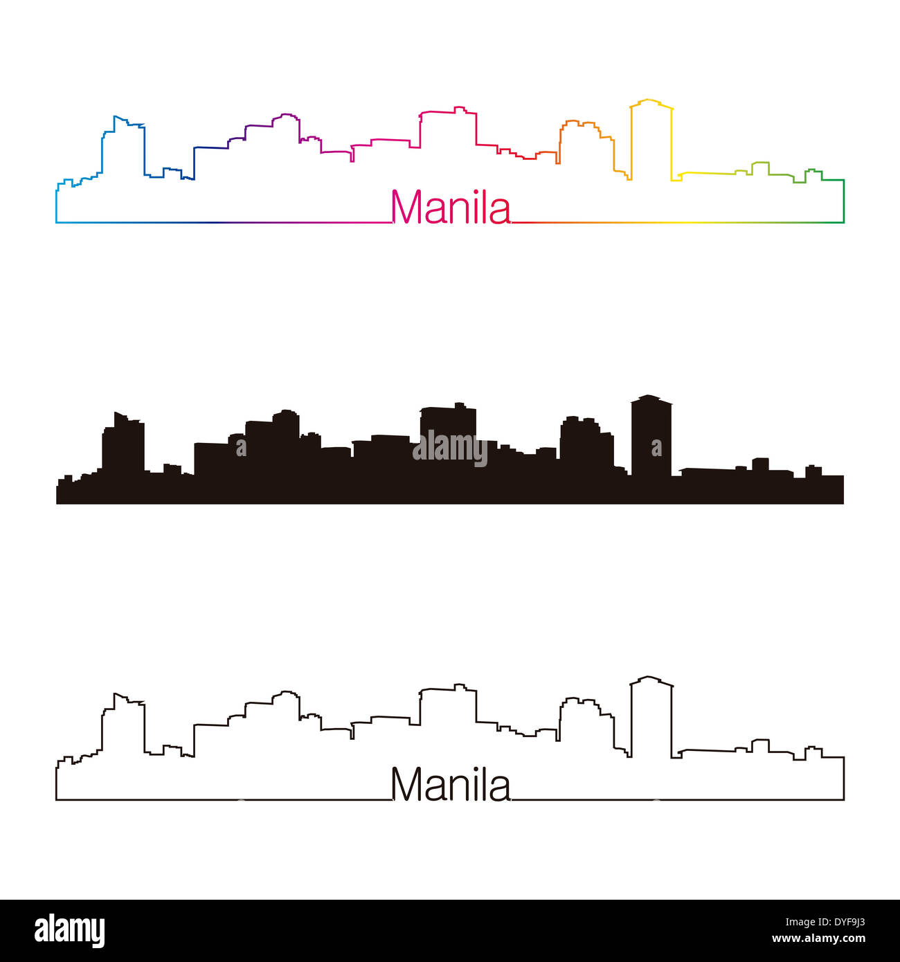 Skyline von Manila linearen Stil Stockfoto