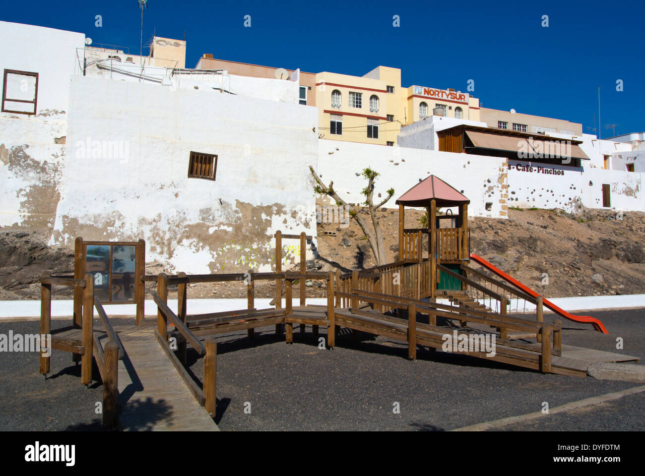 Kinderspielplatz, am Meer Straße, Puerto del Rosario, Fuerteventura, Kanarische Inseln, Spanien, Europa Stockfoto