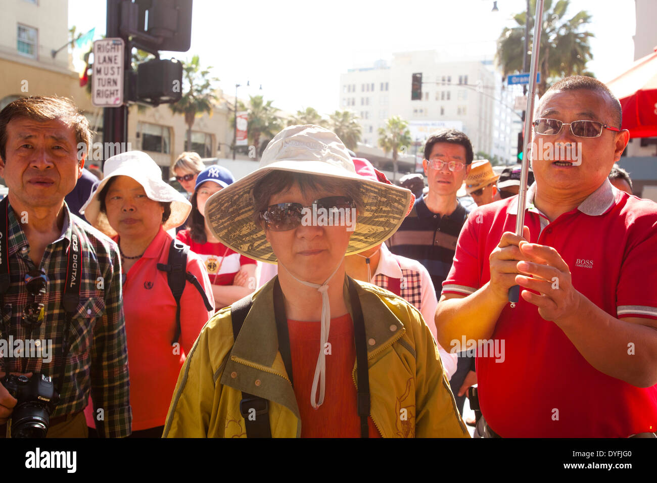 Japanische Touristen, Hollywood Blvd. Hollywood, Los Angeles, California, Vereinigte Staaten von Amerika Stockfoto