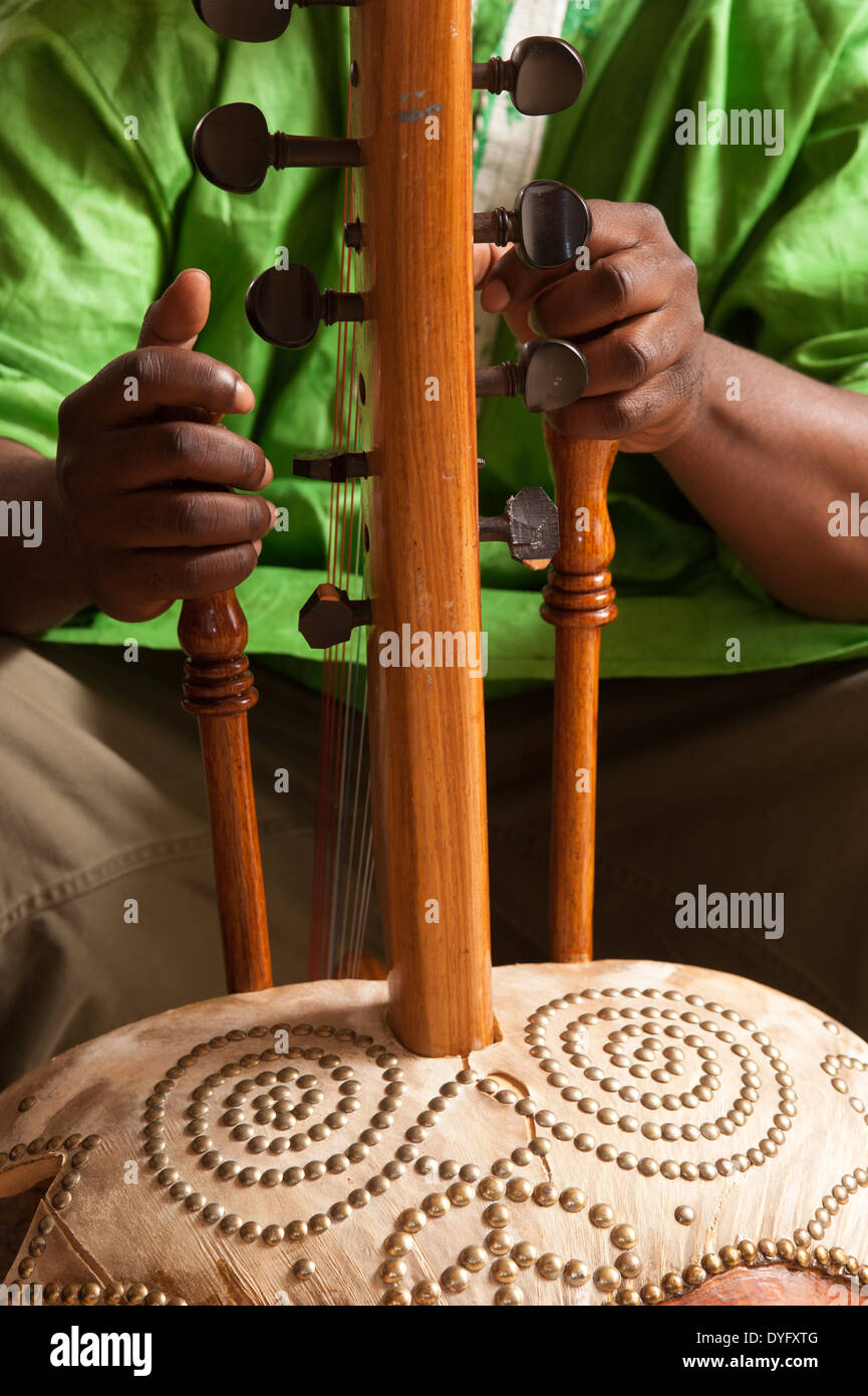 Afrikanischen Kora Kürbis-Harfe Stockfoto