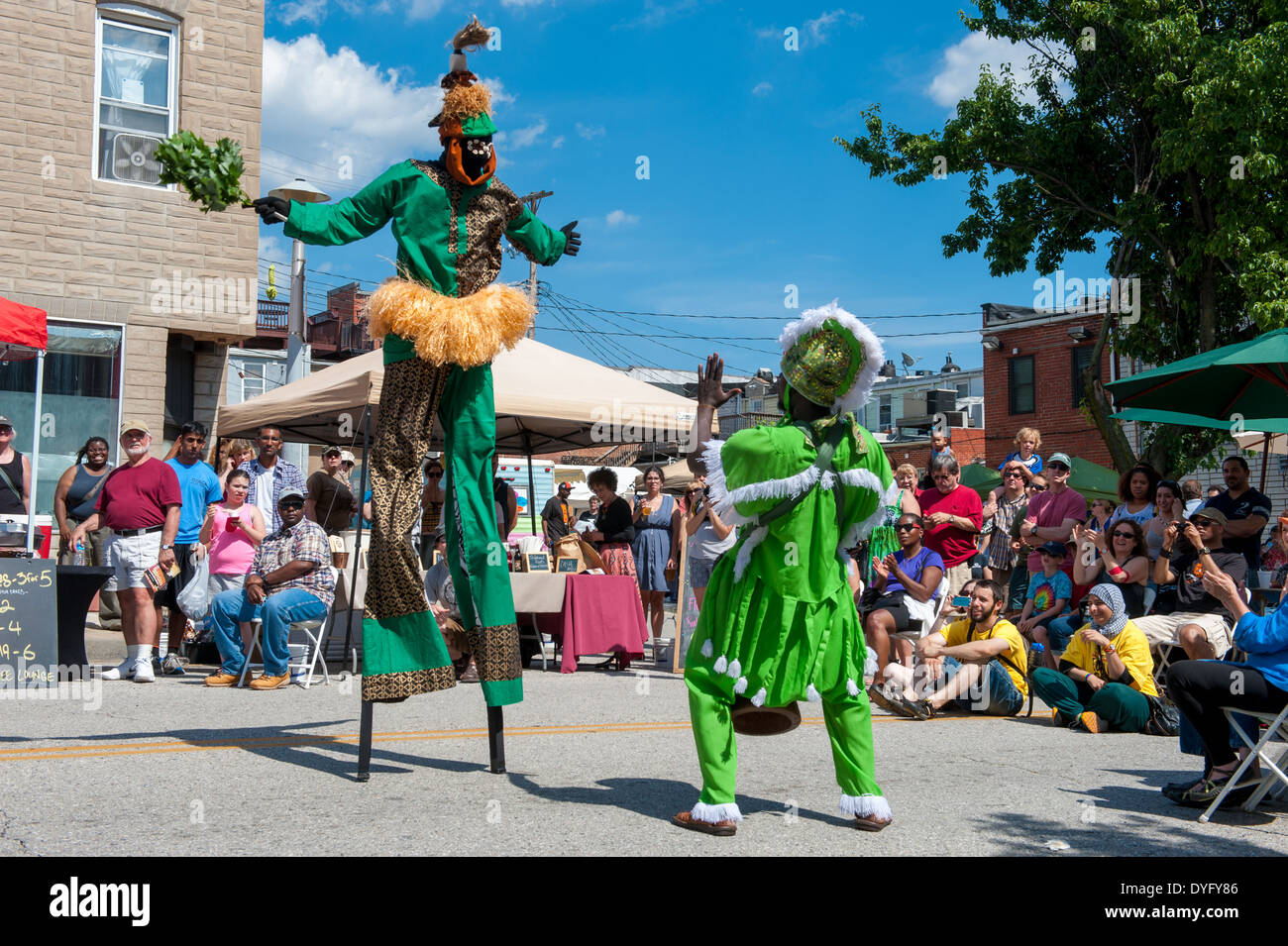 Ethnische Straßenperformance, Baltimore MD Stockfoto