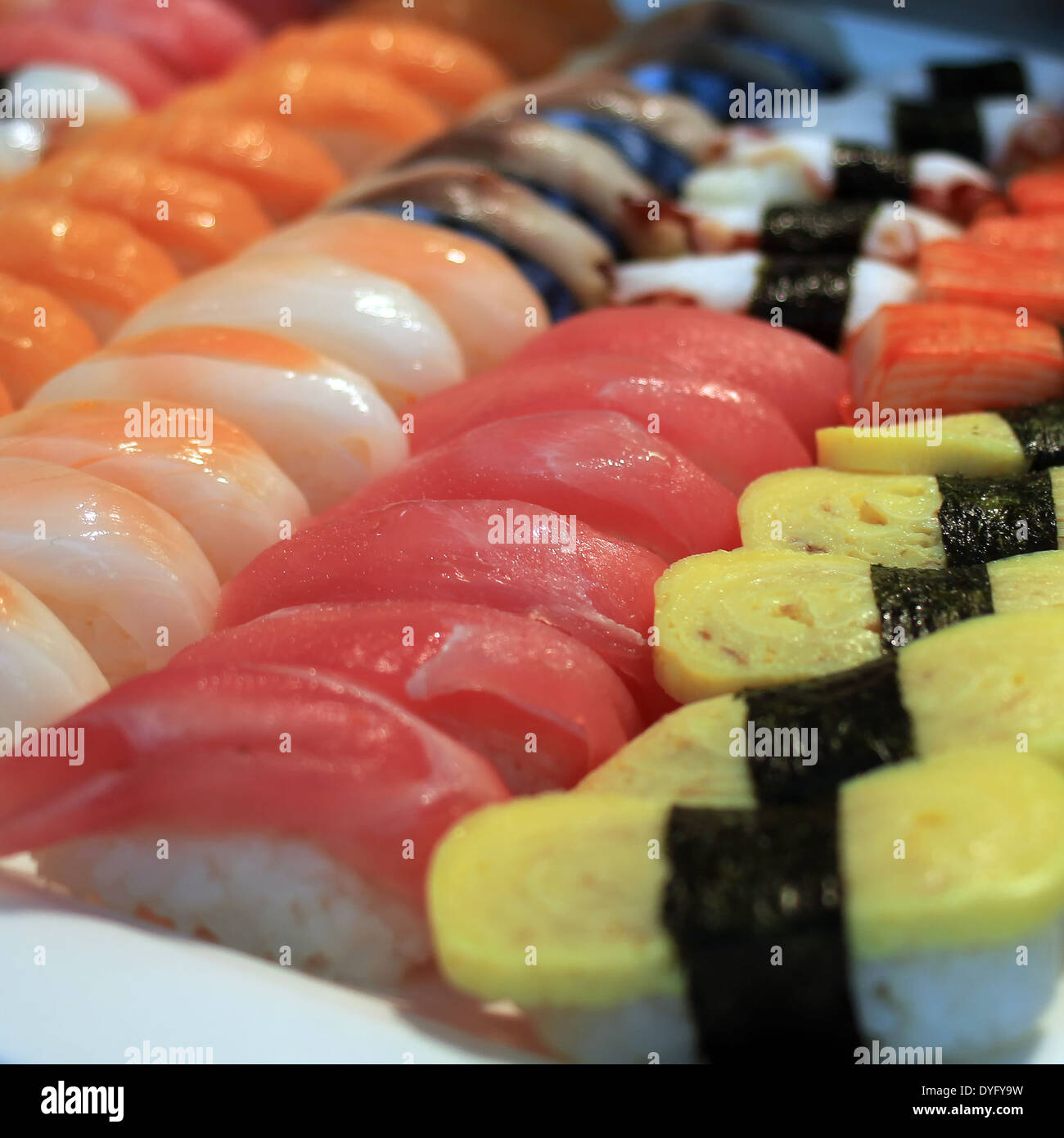 Nahaufnahme von Sushi Rollen traditionelles japanisches Essen Stockfoto