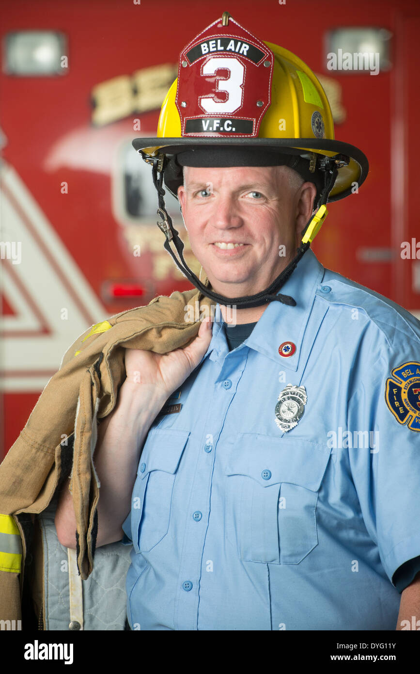 Fire Fighter Porträt Maryland Stockfoto