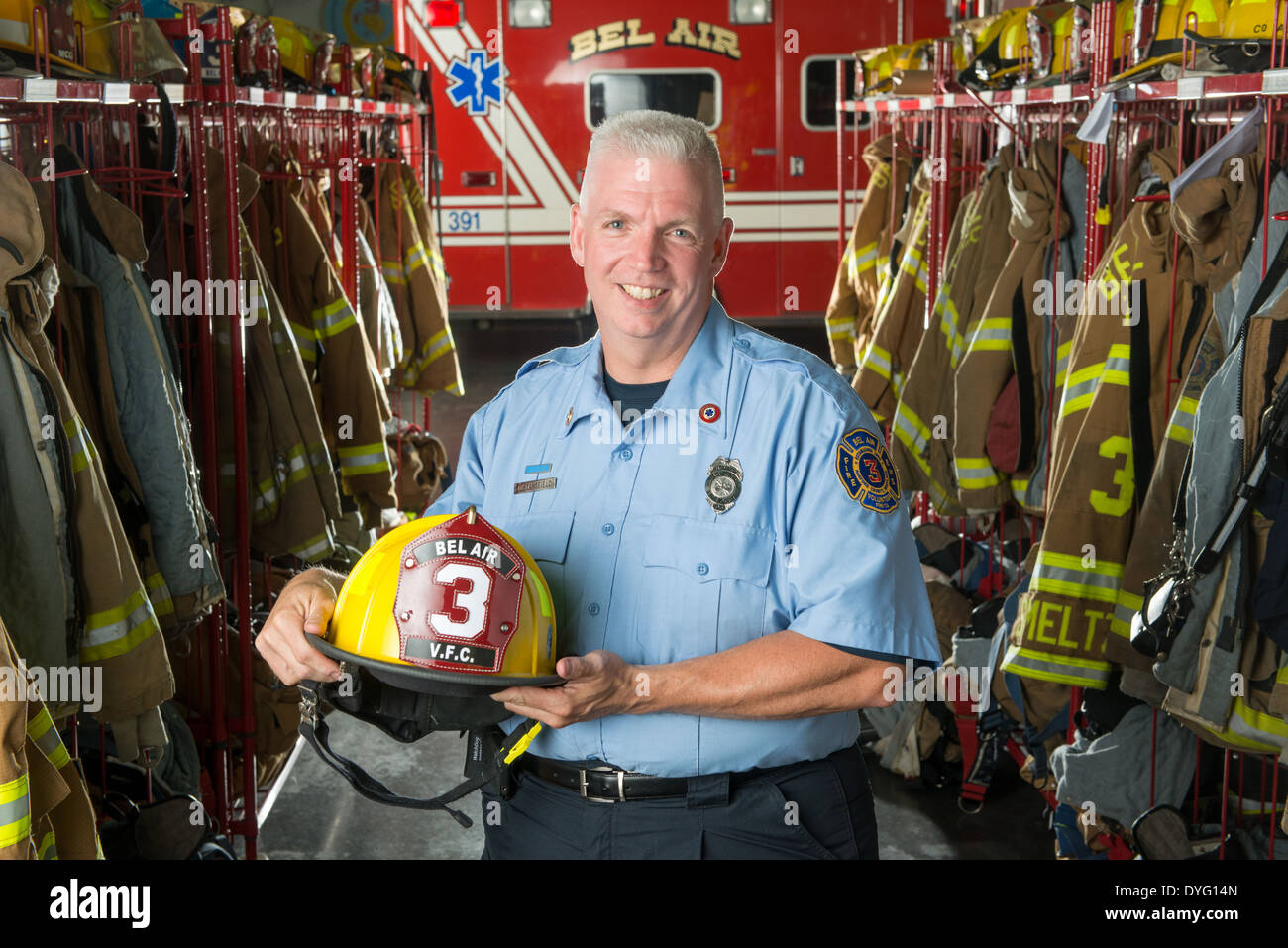 Fire Fighter Porträt Maryland Stockfoto