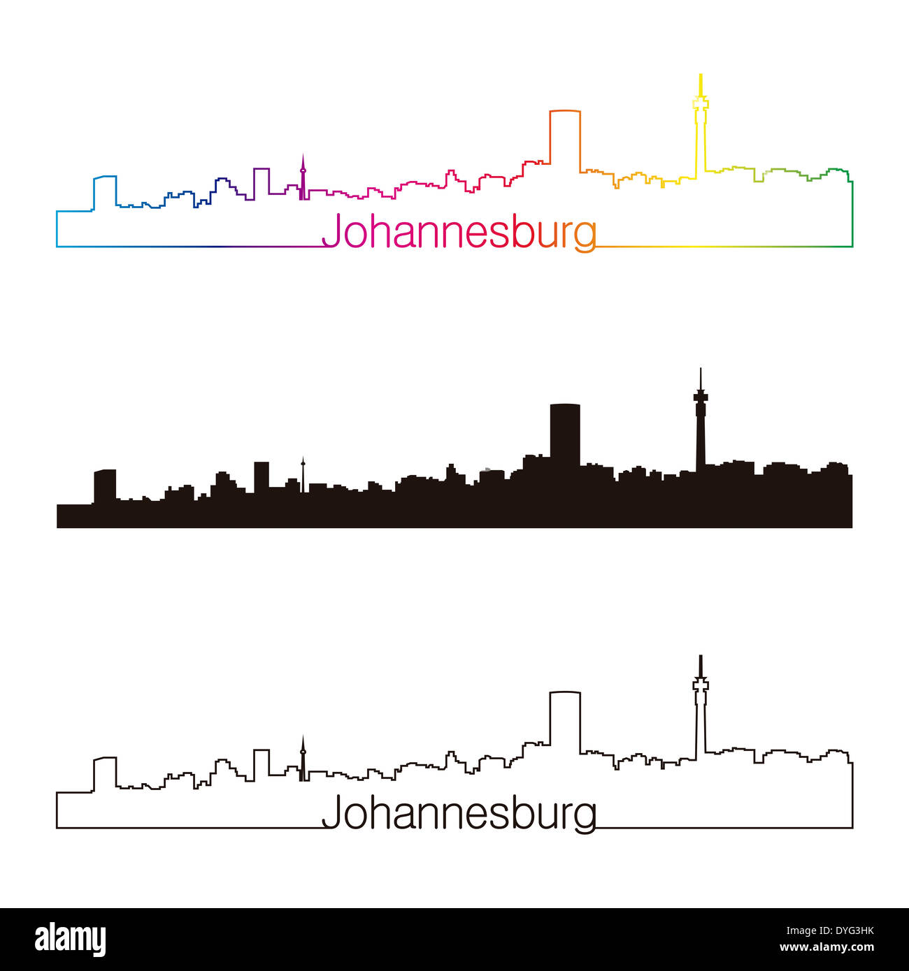 Johannesburg Skyline linearen Stil Stockfoto