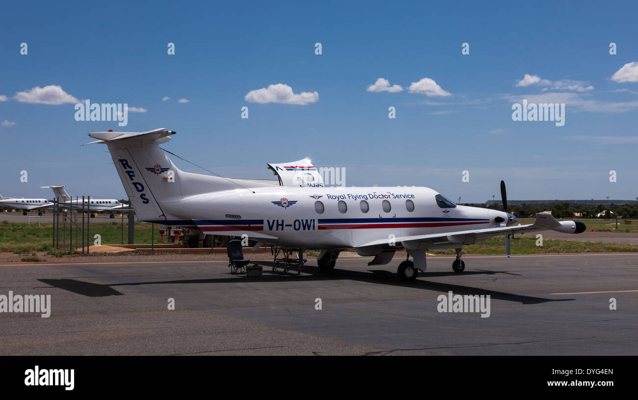 Flying Doctors Flugzeug bereit Kalgoolie Western Australia. Stockfoto