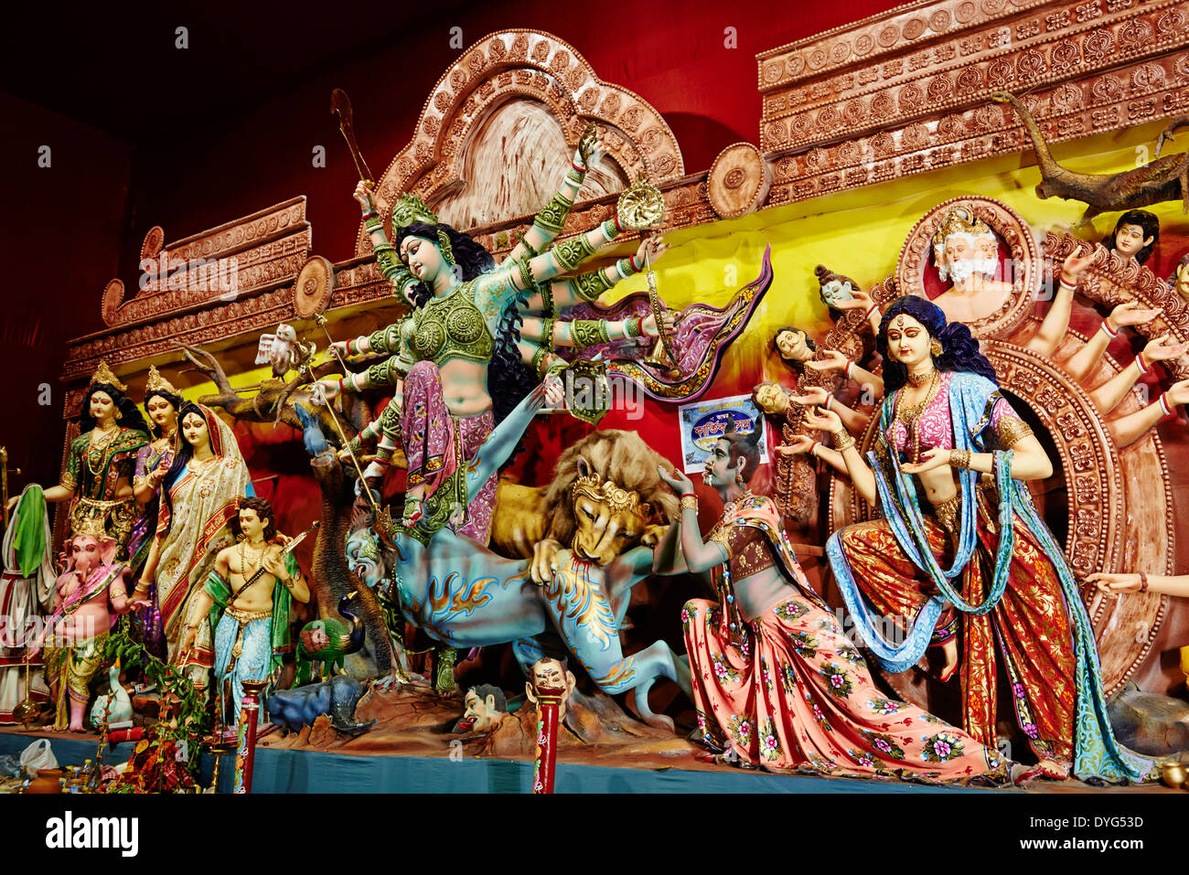 West-Bengalen, Kolkata, Indien, Kalkutta, Durga Puja Festival mehr als 2000 Pandals (temporäre Tempel) sind zu bauen Stockfoto