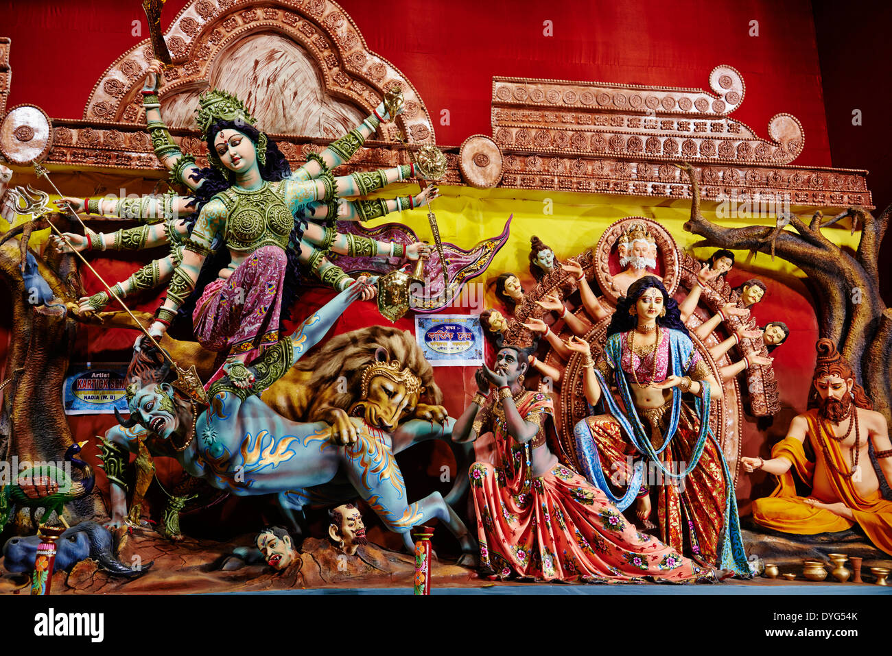 West-Bengalen, Kolkata, Indien, Kalkutta, Durga Puja Festival mehr als 2000 Pandals (temporäre Tempel) sind zu bauen Stockfoto