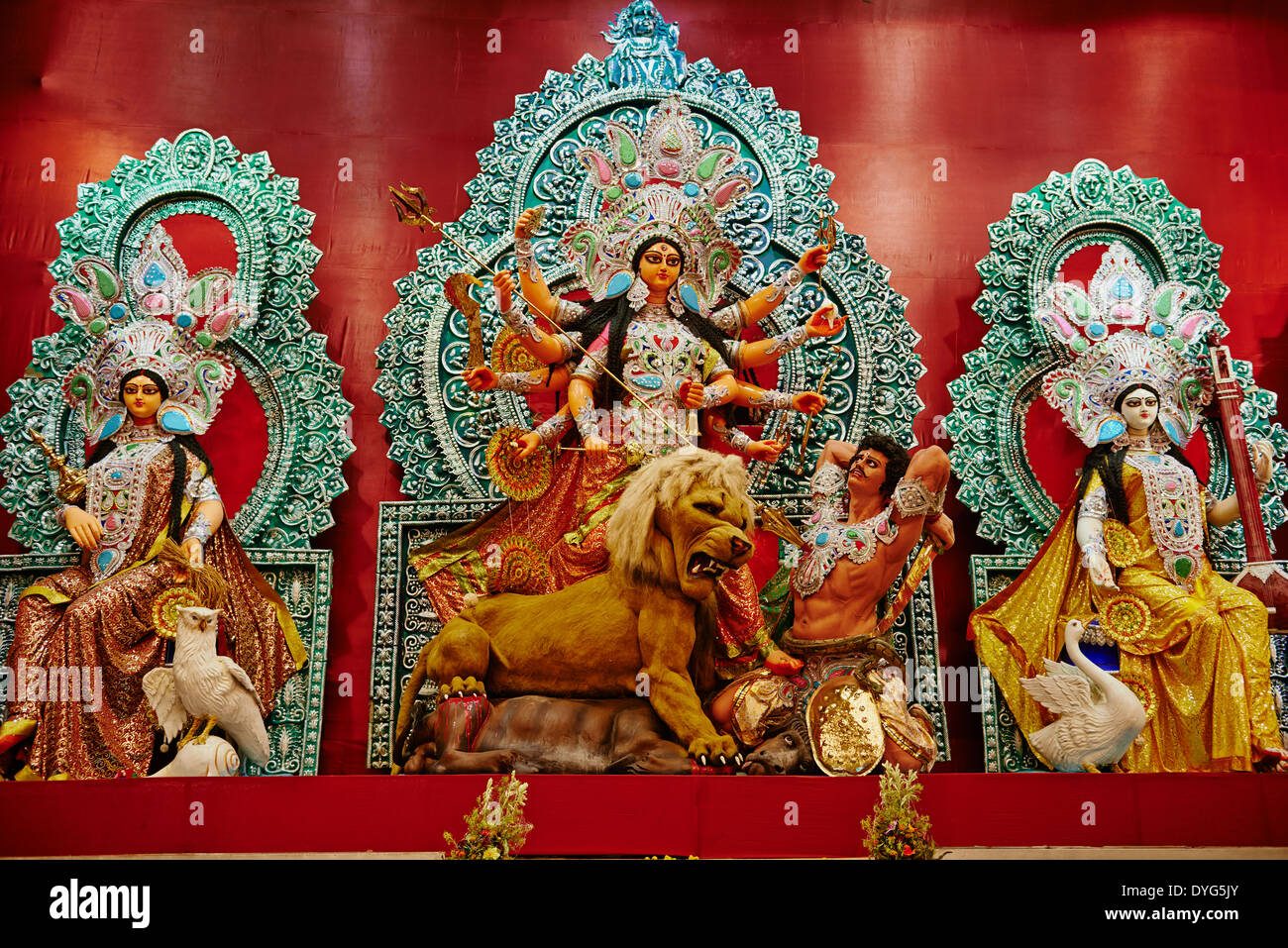 West-Bengalen, Kolkata, Indien, Kalkutta, Durga Puja Festival mehr als 2000 Pandals (temporäre Tempel) sind zu bauen Stockfoto