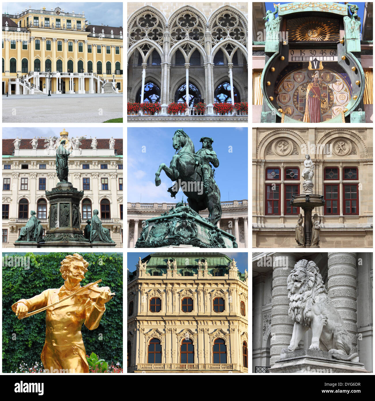 Collage der Wahrzeichen von Wien, Österreich Stockfoto