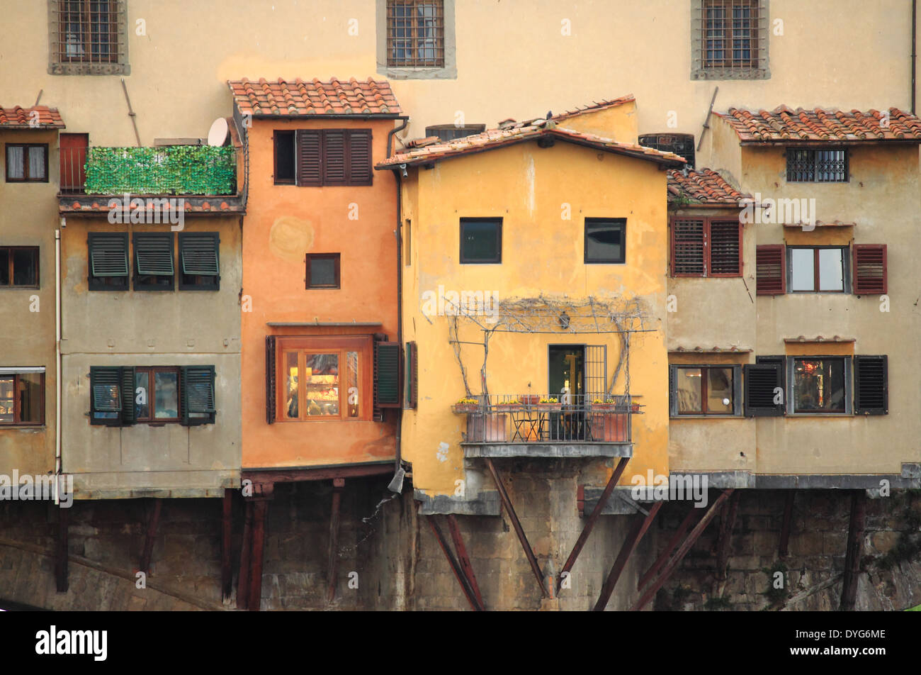 Detail der Ponte Vecchio in Florenz, Italien Stockfoto