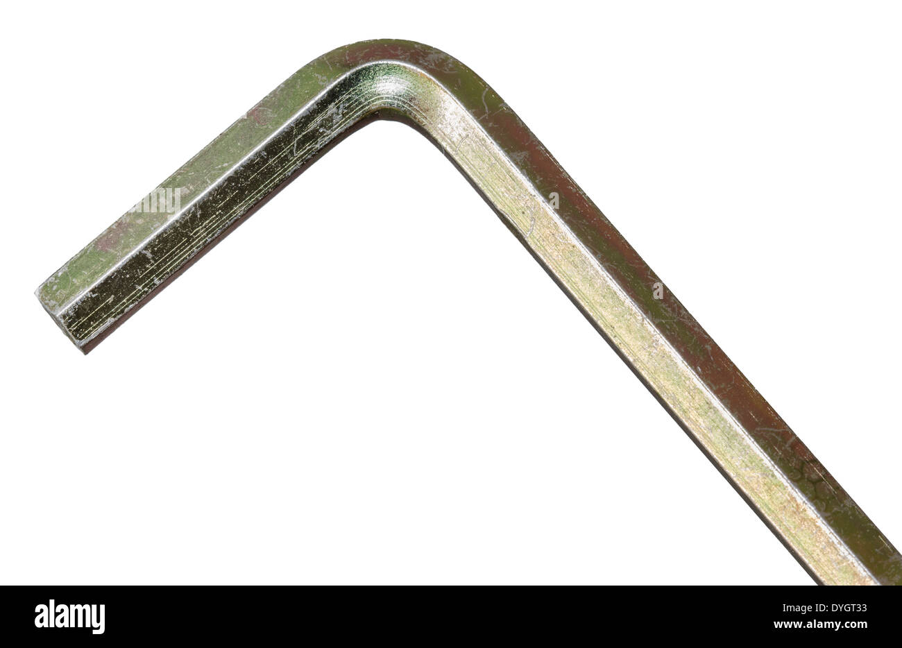 Inbusschlüssel. Inbusschlüssel oder Hex Key closeup auf einem weißen Hintergrund. Stockfoto