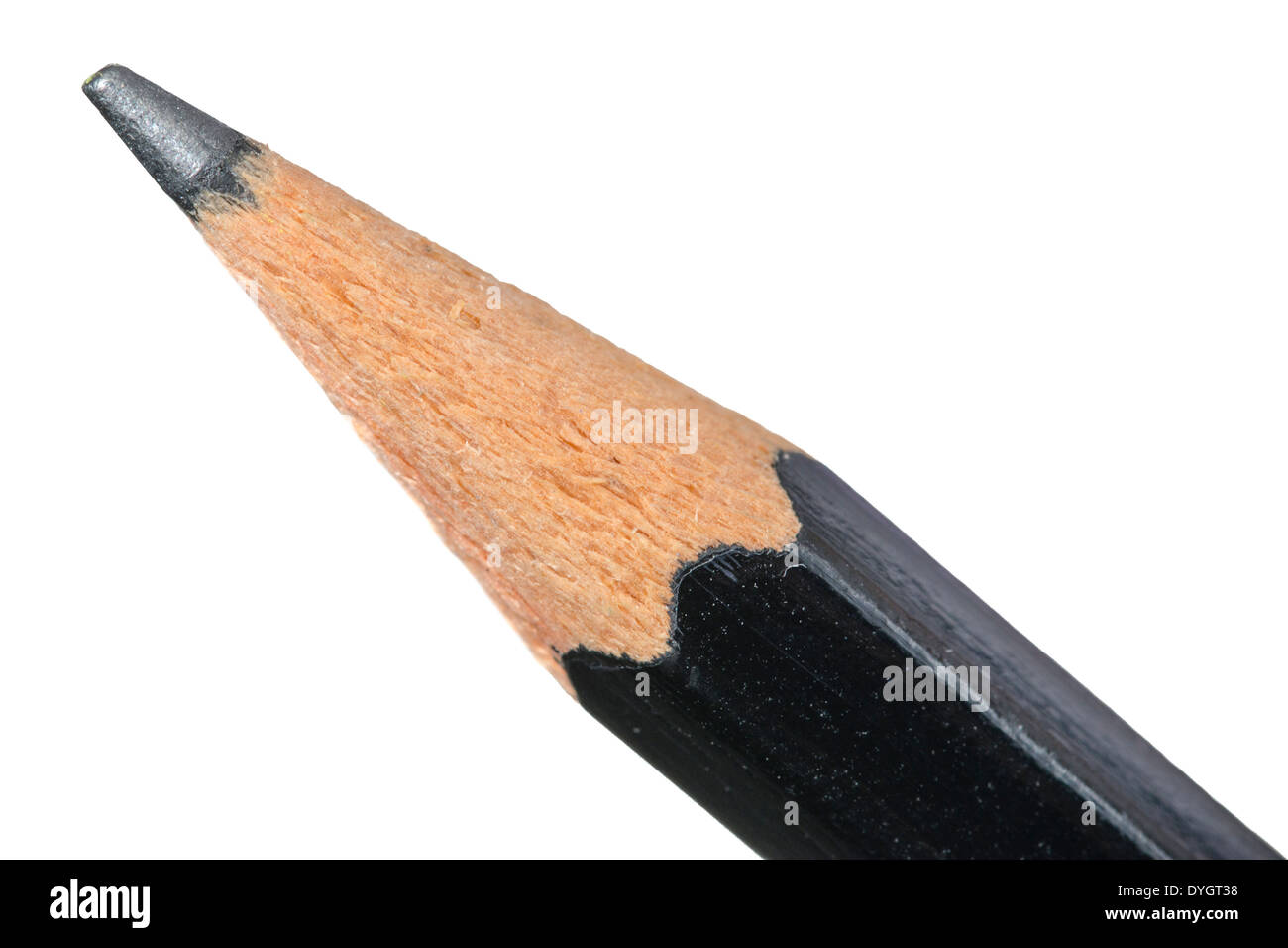 Makro von der Spitze eines Bleistifts auf weißem Hintergrund. Stockfoto