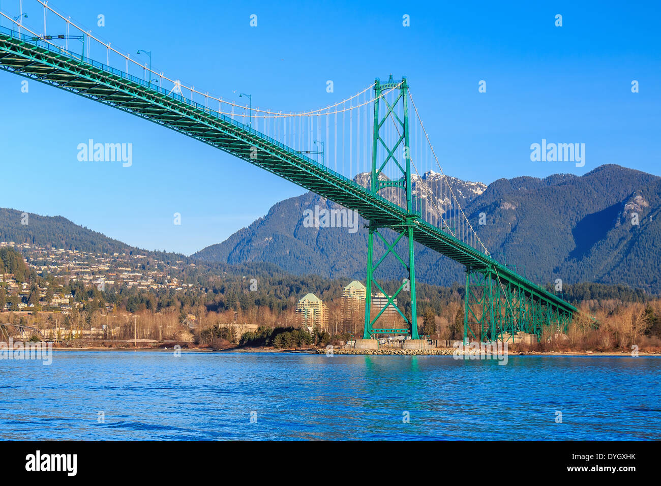 Ansicht der Lions Gate Bridge vom Stanley Park Stockfoto