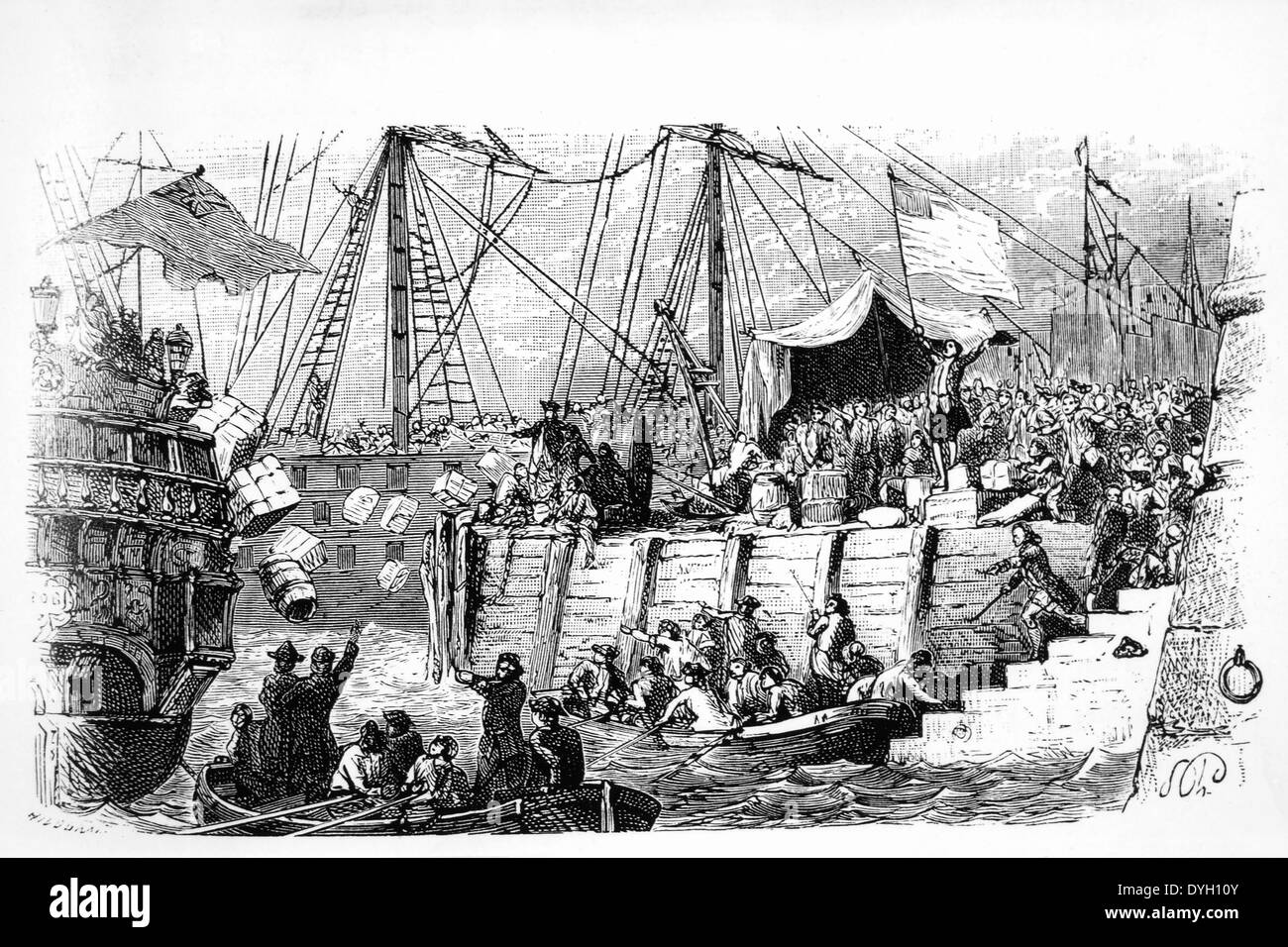 Boston Tea Party, 1773 Stockfoto