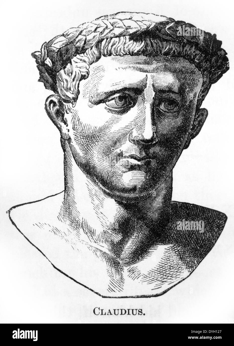 Kaiser Claudius (10 v. Chr. - 54 n. Chr.,) Porträt, Gravur, 1882 Stockfoto