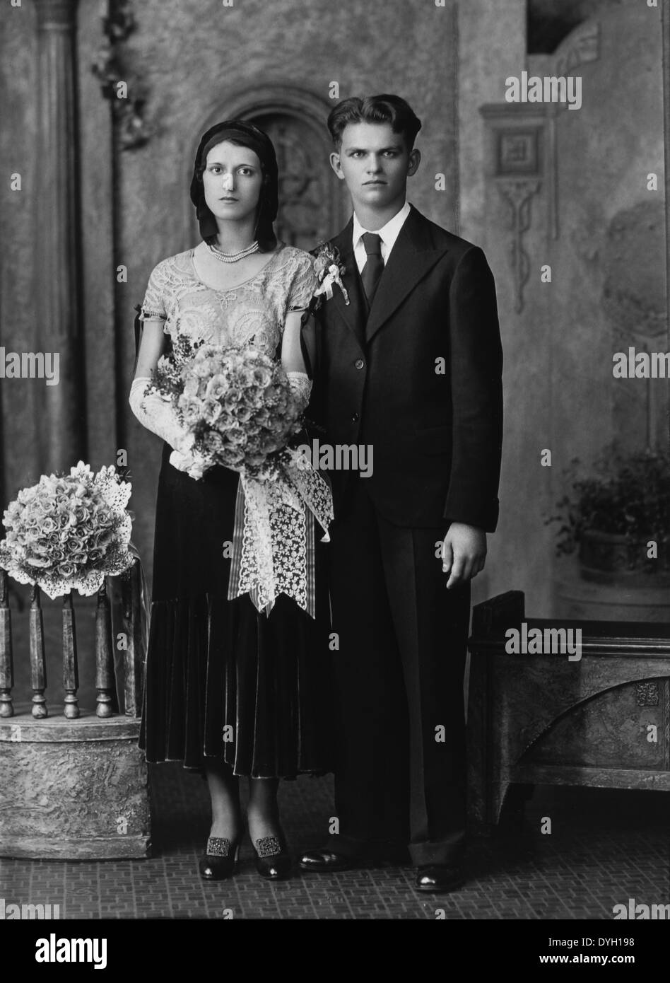 Hochzeit paar, Porträt, Cicero, Illinois, USA, ca. 1935 Stockfoto