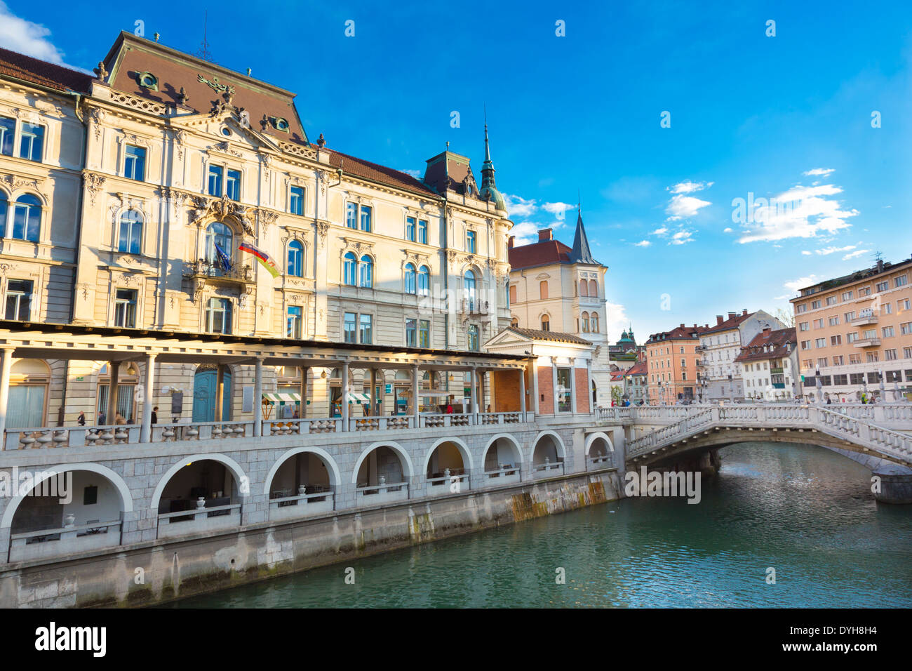 Dreifach-Brücke, Ljubljana, Slowenien, Europa. Stockfoto