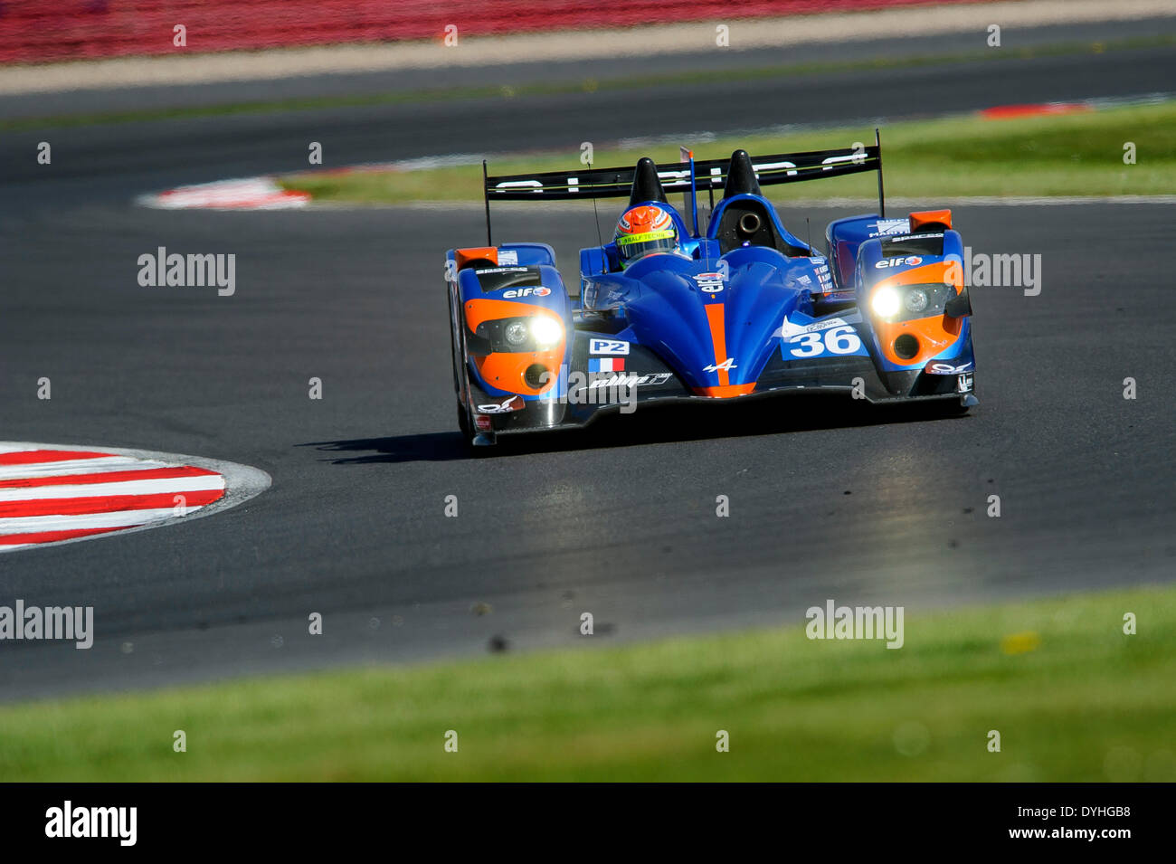 Northampton, UK. 18. April 2014. #36 Signatech Alpine A450 - Nissan von Paul-Loup Chatin (FRA) / Nelson Panciatici (FRA) und Oliver Webb (GBR) in Aktion während der ersten freien Training in Runde 1 von 2014 FIA European Le Mans Series von Silverstone Circuit. Bildnachweis: Aktion Plus Sport/Alamy Live-Nachrichten Stockfoto