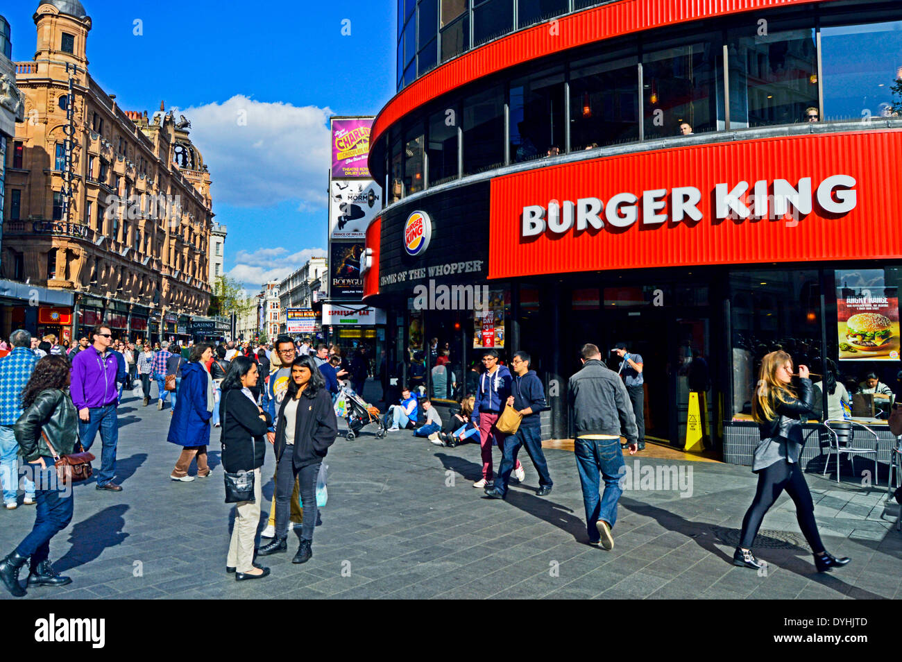 Burger King Restaurant in Leicester Square, West End, London, England, Vereinigtes Königreich Stockfoto