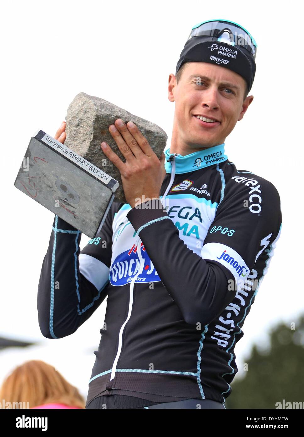 13.04.2014. Paris-Roubaix, Frankreich. Die Paris Roubaix Radrennen. Sieger Niki Terpstra NED Omega Pharma-Quick Step Stockfoto