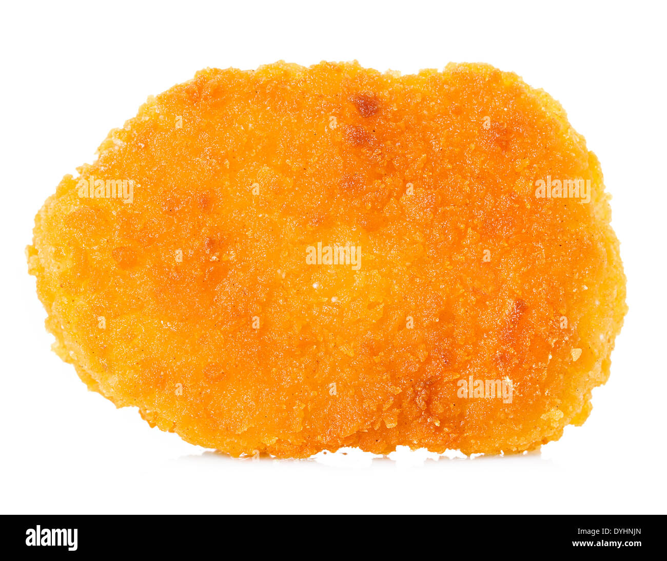 Chicken Nugget hautnah auf weißem Hintergrund Stockfoto