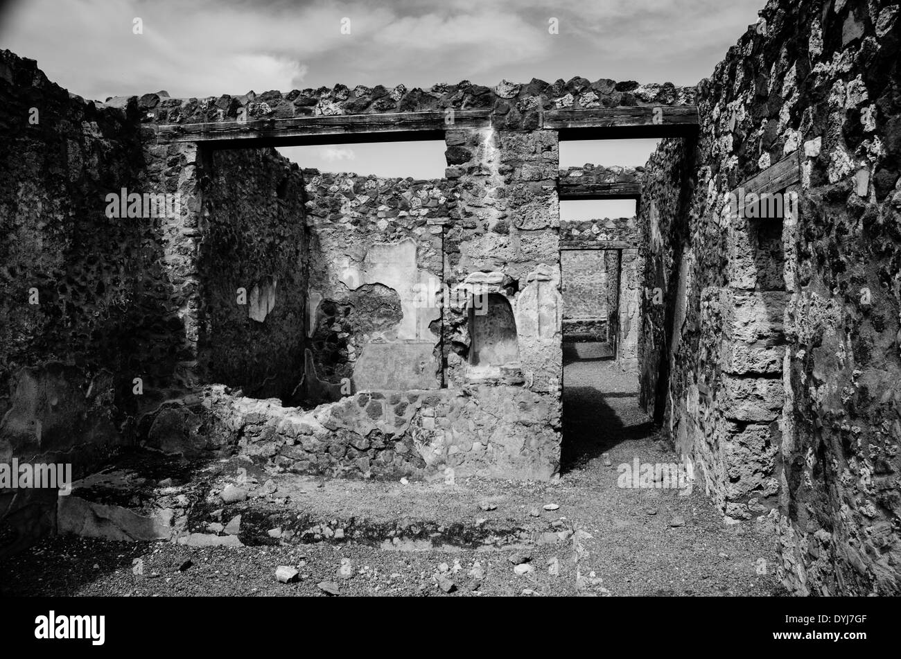 Haus in der zerstörten Stadt Pompeji Stockfoto