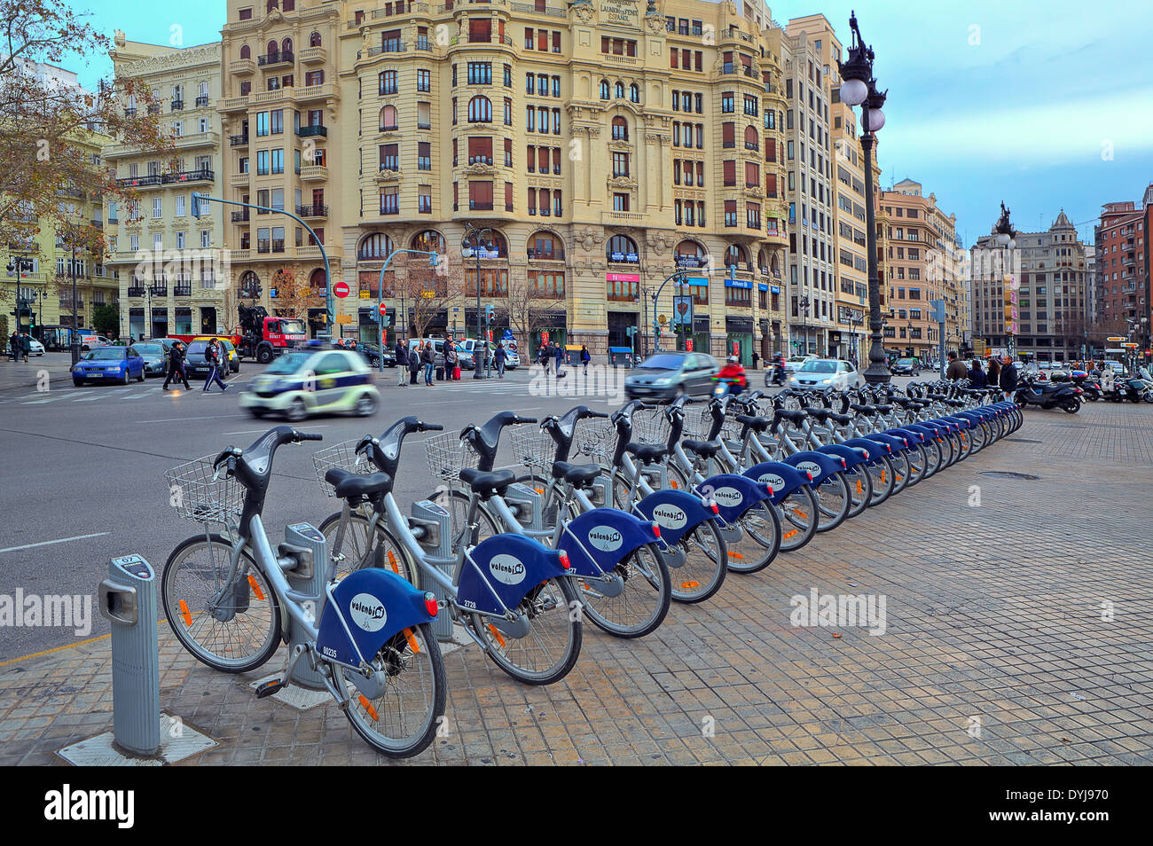 Fahrrad-sharing-Station in Valencia, Spanien. Stockfoto