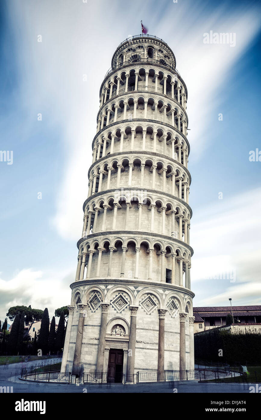 Schiefe Turm von Pisa in der Toskana, Verarbeitung spezielle fotografische Stockfoto