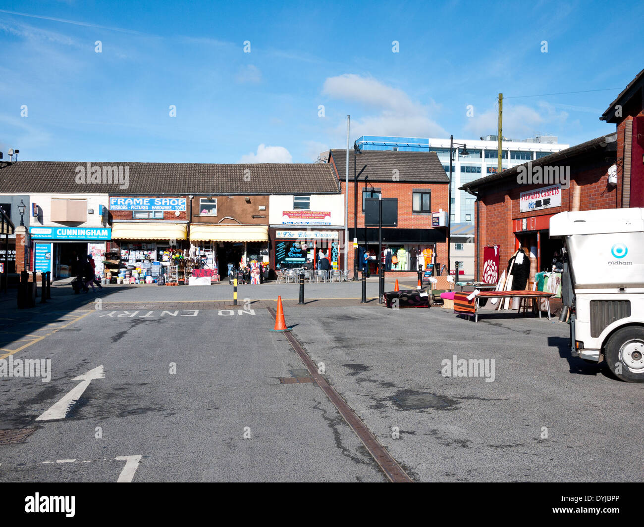 Geschäfte, Oldham Town Centre. Oldham, größere Manchester, UK Stockfoto