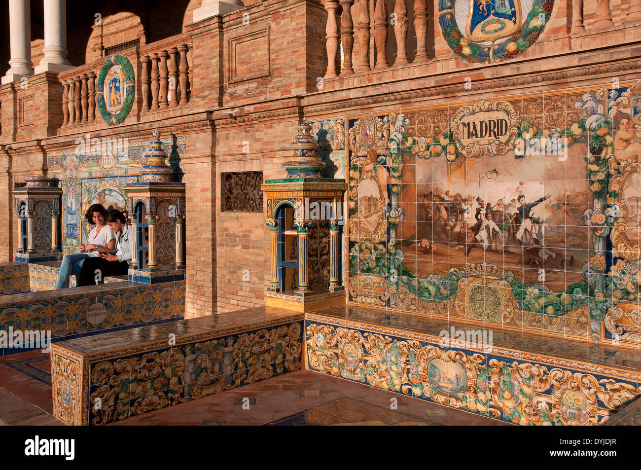 Plaza de Espana, Sevilla, Region von Andalusien, Spanien, Europa Stockfoto