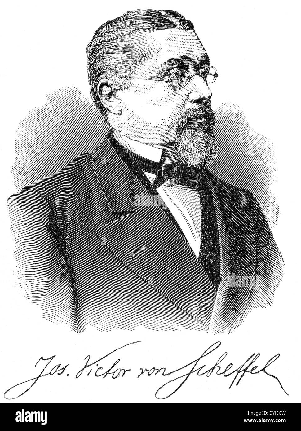 Porträt von Joseph Victor von Scheffel, 1826-1886, ein deutscher Dichter und Schriftsteller Stockfoto