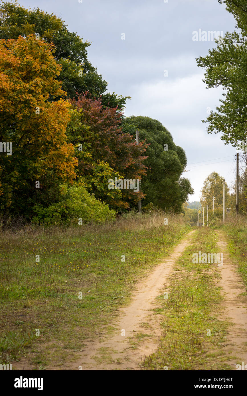Ländliche Herbstlandschaft mit Straße Stockfoto