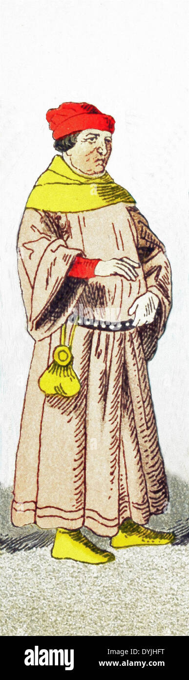 Die Figur stellt eine Französin, die um 1300 n. Chr.. Die Abbildung stammt bis 1882. Stockfoto