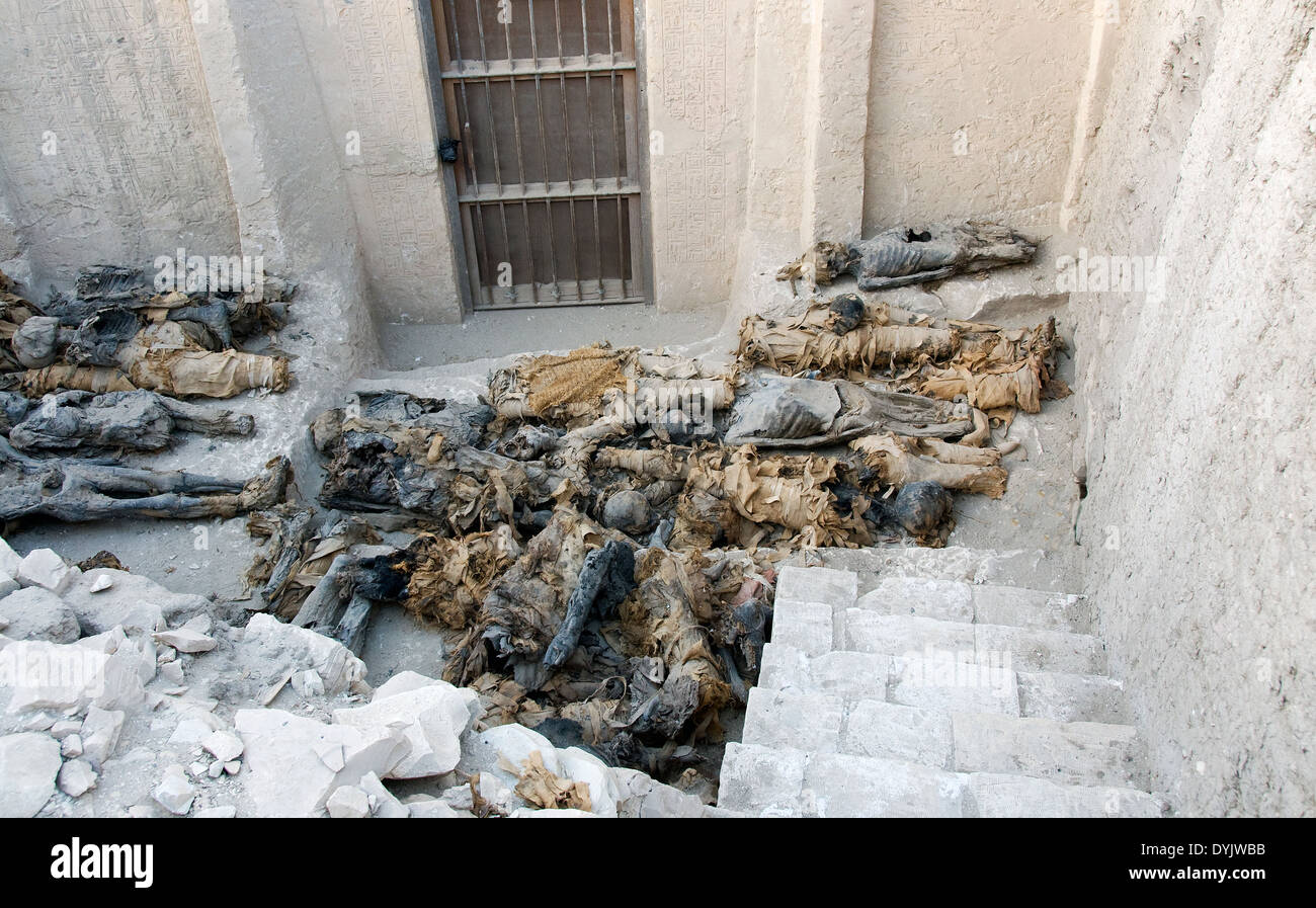 Luxor West Bank, Mumien aus einem Grab. Stockfoto