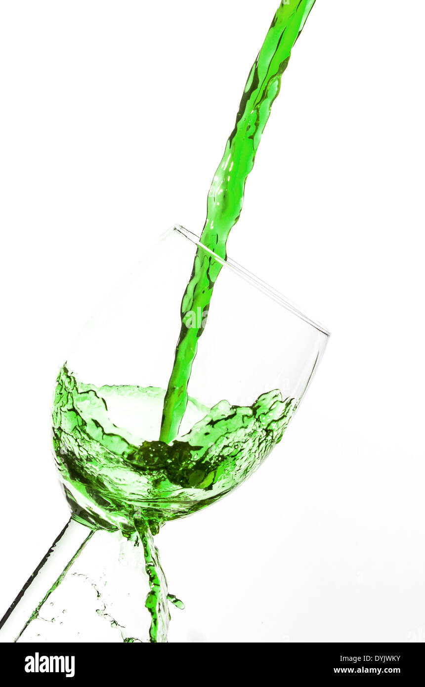 Grün in einem Glas Wein! Stockfoto