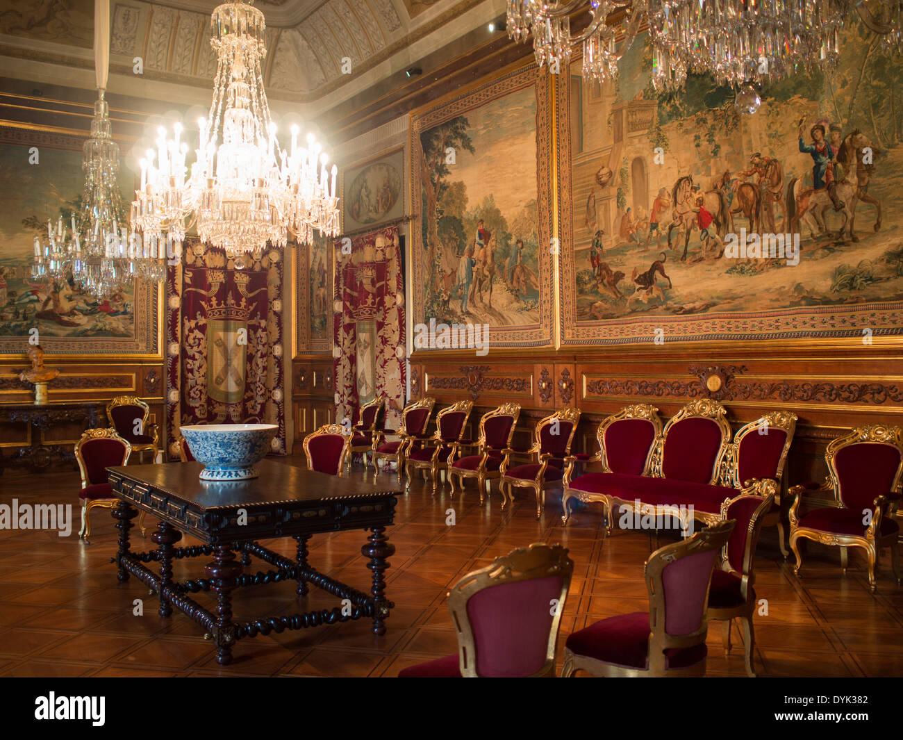 Spanischer Wandteppichsaal des Nationalpalastes Ajuda Stockfoto