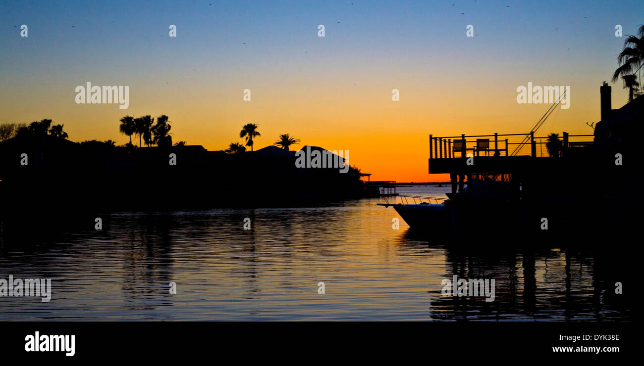 Silhouette des Padre Insel Nordkanal, Corpus Christi, Texas USA Stockfoto