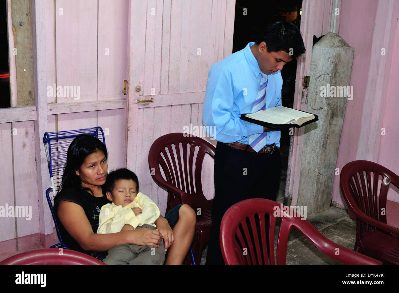 Evangelischen Kult-Morona Bezirk in IQUITOS. Abteilung von Loreto. Peru Stockfoto