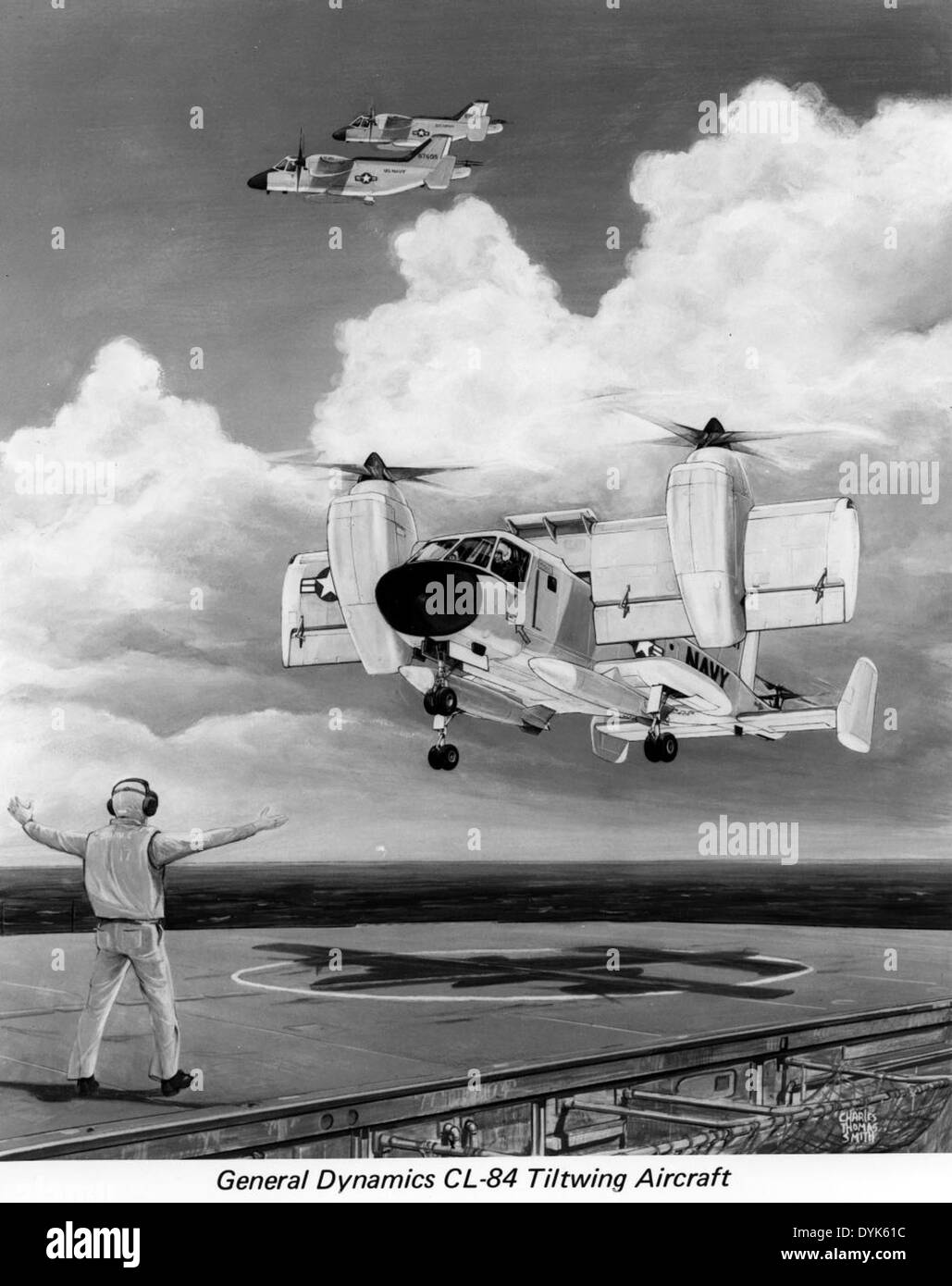 Die CL-84 war ein in den 1960er Jahren entwickeltes Kippflügelflugzeug, das für vertikale Starts- und Landungsfähigkeiten (VTOL) konzipiert wurde. Der CL-84-Vorschlag war Teil eines umfassenderen Ansatzes zur Entwicklung vielseitiger Flugzeuge für militärische und zivile Zwecke, wenngleich er nicht zur vollständigen Produktion überging. Stockfoto