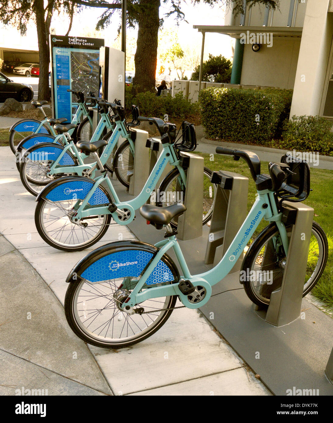 Eine Reihe von Bikeshare, öffentliches Bike-Sharing-Programm, kurzfristige Vermietung Transport Stockfoto