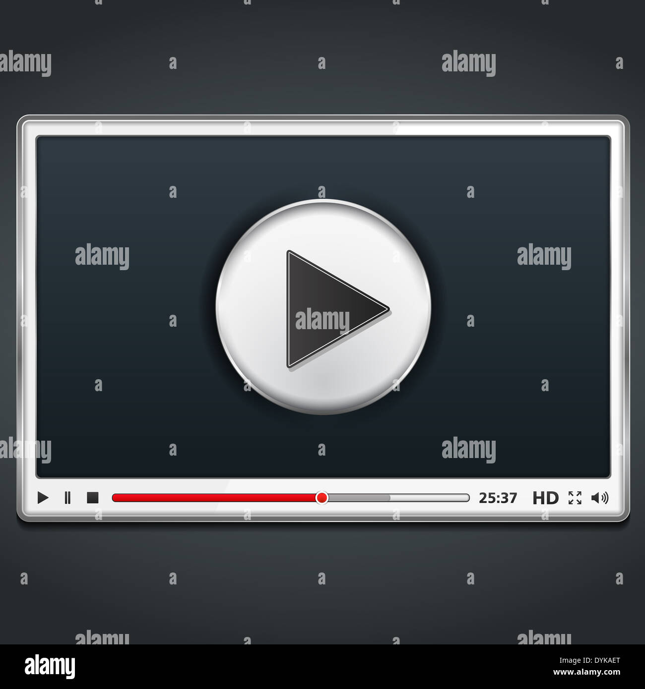 Weiße video Player-Vorlage Stockfoto