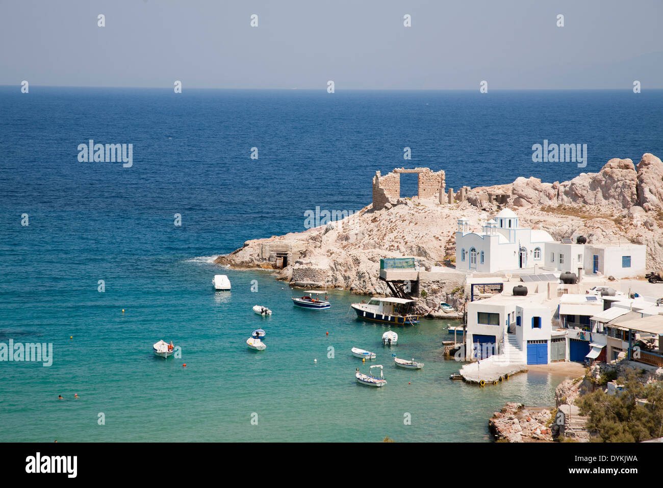 Firepotamos Dorf, Insel Milos, Kykladen, Griechenland, Europa Stockfoto